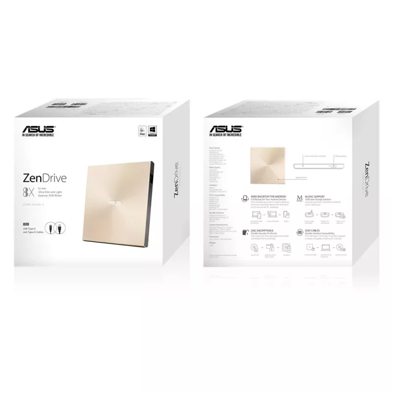ASUS ZenDrive U9M optiline kettaseade DVD±RW Kuldne