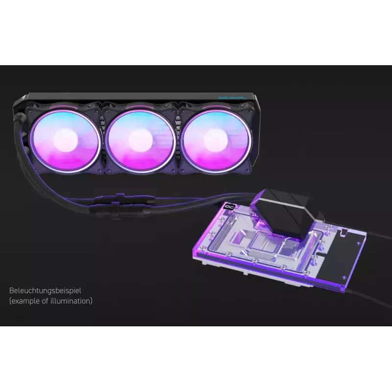 Alphacool Eiswolf 2 AIO 360 mm GPU jahuti RTX 4090 Founders Editionile tagumise plaadiga