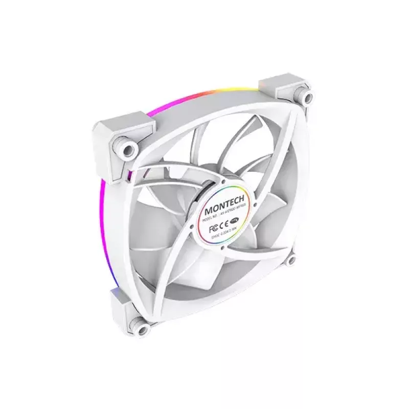 Ventilaatorimoodul Montech AX120 PWM 120mm 12V 3-pin 4-pin Valge