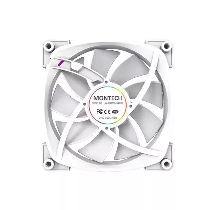 Ventilaatorimoodul Montech AX120 PWM 120mm 12V 3-pin 4-pin Valge