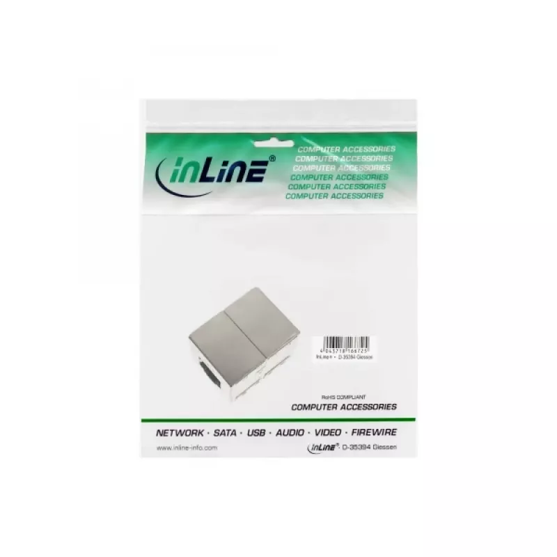 InLine Cat.6 adapter täielikult varjestatud metallist 2x RJ45 emane-emane otseühendus