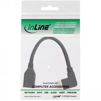 InLine DisplayPort 1.4 adapterkaabel M/F, 8K4K, nurgaga right, Must/gold