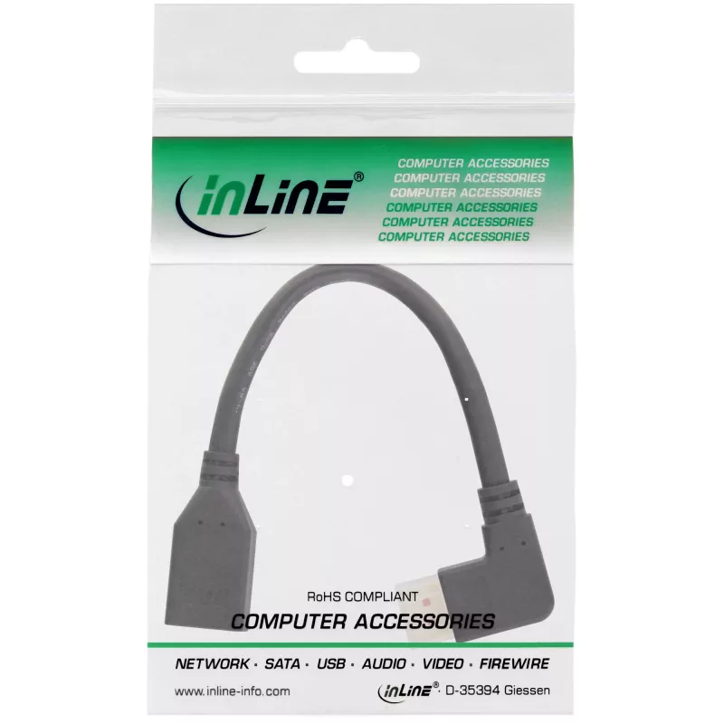 InLine DisplayPort 1.4 adapterkaabel M/F, 8K4K, nurgaga right, Must/gold