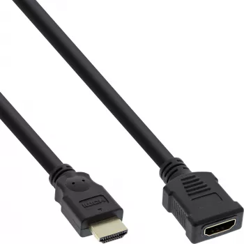 InLine HDMI-kaabel, kiire HDMI-kaabel, M/F, must, kuldsed kontaktid, 3 m