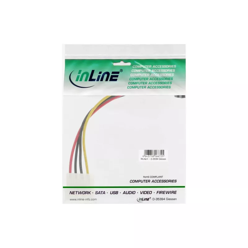 InLine SATA toiteadapteri kaabel 1x 4pin emane / 15pin SATA ülespoole nurga all 29670X