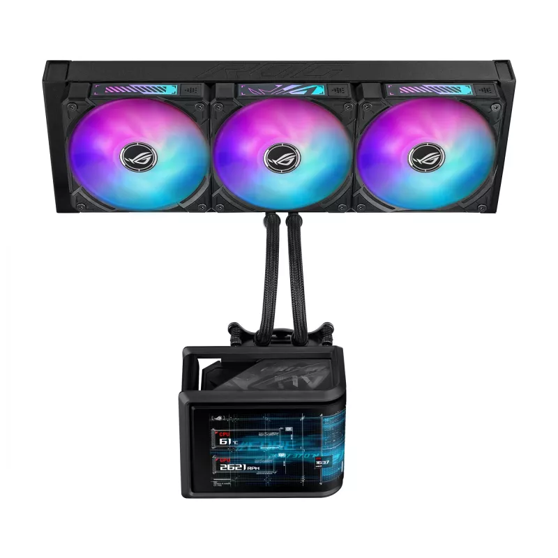 Kõik-ühes vedelikjahuti ASUS ROG Ryuo IV SLC 360 ARGB — 120 mm ventilaatorid, 360 mm radiaator, must