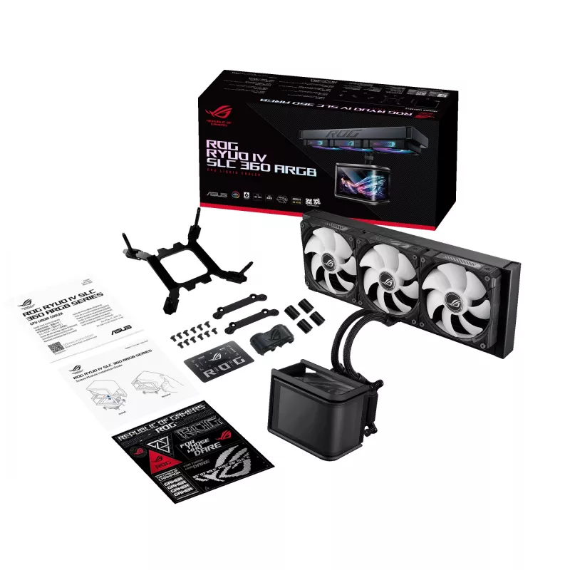 Kõik-ühes vedelikjahuti ASUS ROG Ryuo IV SLC 360 ARGB — 120 mm ventilaatorid, 360 mm radiaator, must
