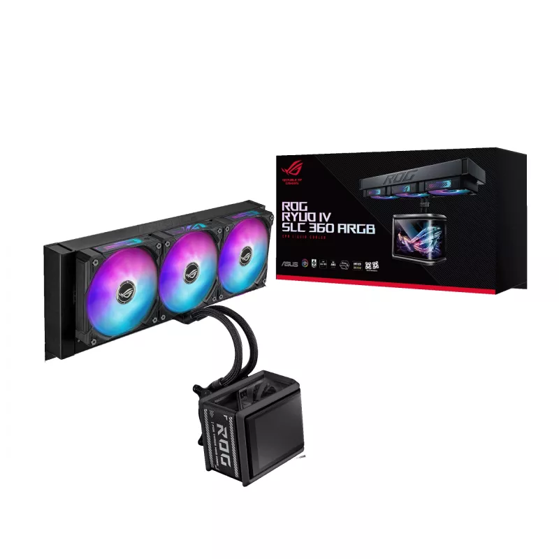 Kõik-ühes vedelikjahuti ASUS ROG Ryuo IV SLC 360 ARGB — 120 mm ventilaatorid, 360 mm radiaator, must