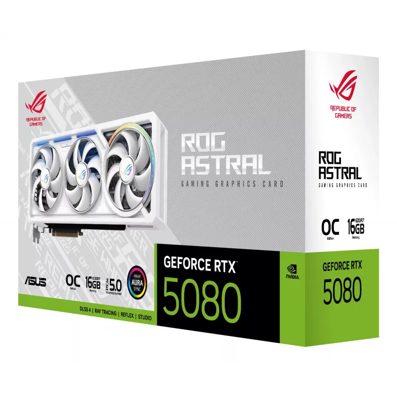 ASUS ROG Astral RTX5080-O16G-Valge NVIDIA GeForce RTX 5080 16 GB GDDR7