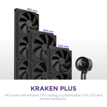 Mitu-ühes vedelikjahuti NZXT Kraken Plus 360 12 cm Must Fluid Dynamic Bearing