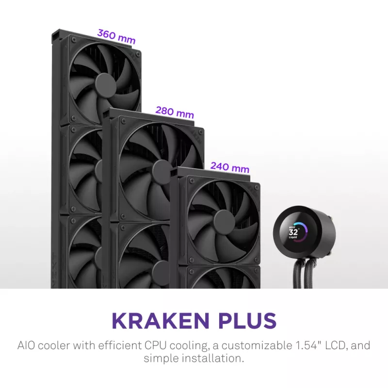 Mitu-ühes vedelikjahuti NZXT Kraken Plus 360 12 cm Must Fluid Dynamic Bearing