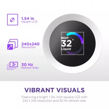 Universaalne vedelikjahutusega protsessorijahuti NZXT Kraken Plus RGB 240 – 120 mm ventilaatorid, FDB laager, valge