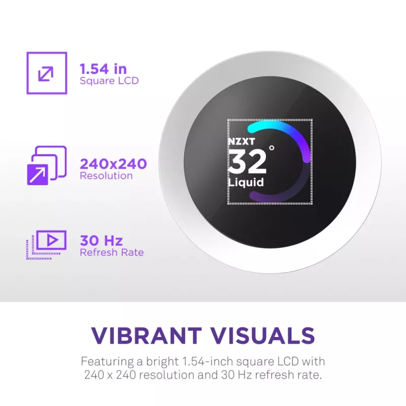 Universaalne vedelikjahutusega protsessorijahuti NZXT Kraken Plus RGB 240 – 120 mm ventilaatorid, FDB laager, valge