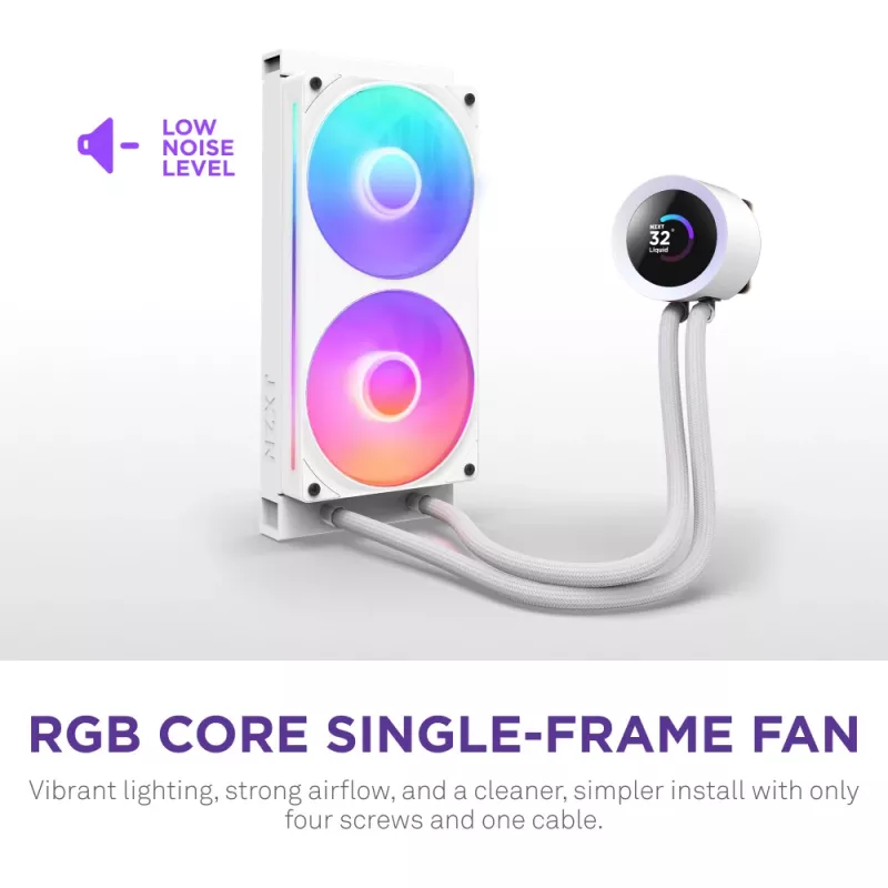 Universaalne vedelikjahutusega protsessorijahuti NZXT Kraken Plus RGB 240 – 120 mm ventilaatorid, FDB laager, valge