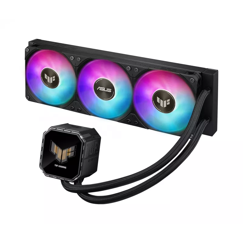 Mitmikvedelikjahutus ASUS TUF Gaming LC III 360 ARGB LCD — 360 mm radiaator, 3x 120 mm ventilaatorit, Socket AM5/AM4/LGA1700/LGA1200, Must