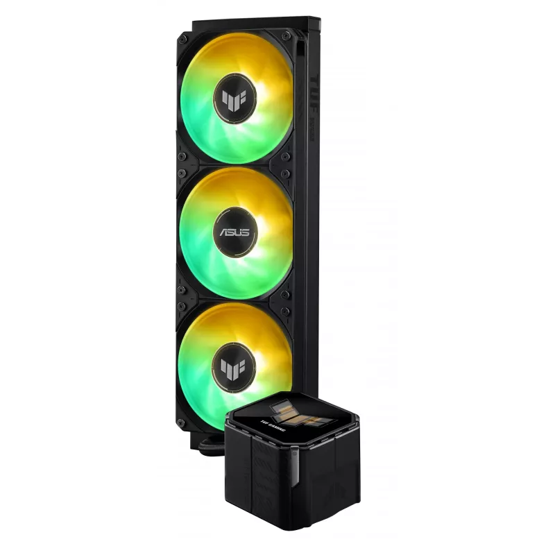 Mitmikvedelikjahutus ASUS TUF Gaming LC III 360 ARGB LCD — 360 mm radiaator, 3x 120 mm ventilaatorit, Socket AM5/AM4/LGA1700/LGA1200, Must
