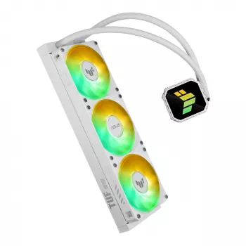 Kõik-ühes vedelikjahuti ASUS TUF Gaming LC III 360 ARGB Valge Edition — 360 mm, 120 mm ventilaatorid, LGA1700/1200, AM4/AM5 tugi
