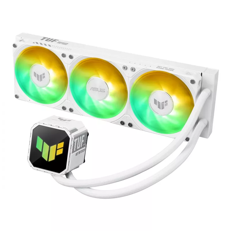 Kõik-ühes vedelikjahuti ASUS TUF Gaming LC III 360 ARGB Valge Edition — 360 mm, 120 mm ventilaatorid, LGA1700/1200, AM4/AM5 tugi