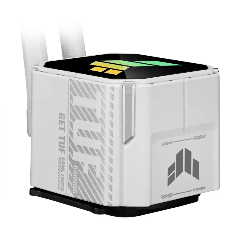 Kõik-ühes vedelikjahuti ASUS TUF Gaming LC III 360 ARGB Valge Edition — 360 mm, 120 mm ventilaatorid, LGA1700/1200, AM4/AM5 tugi