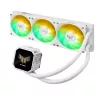 Vedelikjahutuskomplekt ASUS TUF Gaming LC III 360 ARGB LCD Valge Edition — 360 mm radiaator, 3×120 mm PWM ventilaatorit, LCD-ekraan, Valge