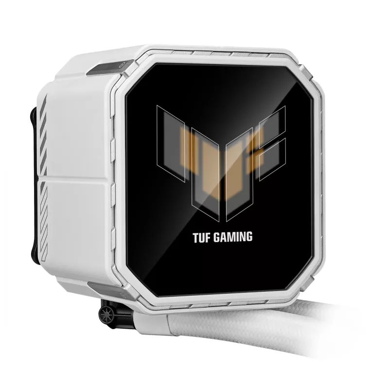 Vedelikjahutuskomplekt ASUS TUF Gaming LC III 360 ARGB LCD Valge Edition — 360 mm radiaator, 3×120 mm PWM ventilaatorit, LCD-ekraan, Valge