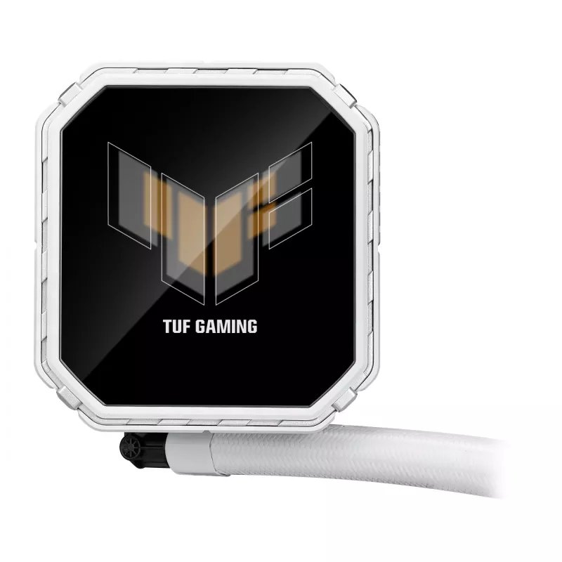 Vedelikjahutuskomplekt ASUS TUF Gaming LC III 360 ARGB LCD Valge Edition — 360 mm radiaator, 3×120 mm PWM ventilaatorit, LCD-ekraan, Valge