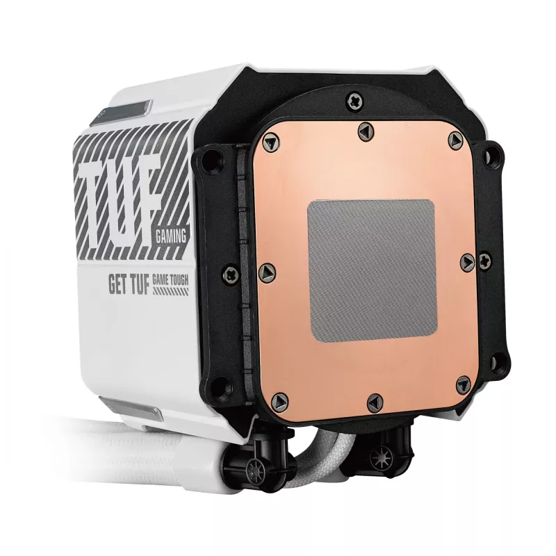 Vedelikjahutuskomplekt ASUS TUF Gaming LC III 360 ARGB LCD Valge Edition — 360 mm radiaator, 3×120 mm PWM ventilaatorit, LCD-ekraan, Valge