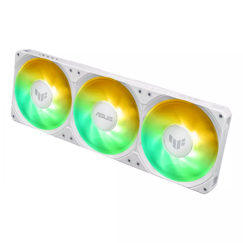 Vedelikjahutuskomplekt ASUS TUF Gaming LC III 360 ARGB LCD Valge Edition — 360 mm radiaator, 3×120 mm PWM ventilaatorit, LCD-ekraan, Valge