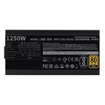 COOLER MASTER toiteplokk Mwe 1250 V2 Gold täismodulaarne 1250 W ATX must