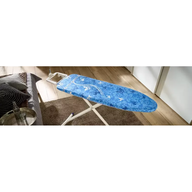 Polsterdatud triikimislaua kate Leifheit 71606 — puuvill/polüester/polüuretaan, sobib 1250×400 mm, sinine
