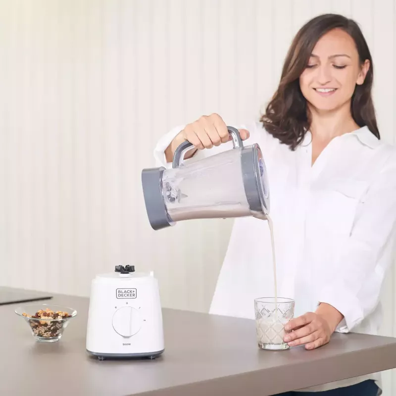 Lauapealne blender Must & Decker BXJB500E — 1,5 L klaaskann, 500 W, 2 kiirust, impulss, jää purustamine