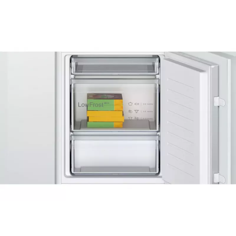 Sisseehitatud külmik-sügavkülmik Bosch Serie 2 KIV86NSE0 — 267 L, alumine sügavkülmik, valge, 177,2×54,1×54,8 cm, energiaklass E