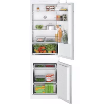 Sisseehitatud külmik-sügavkülmik Bosch Serie 2 KIV86NSE0 — 267 L, alumine sügavkülmik, valge, 177,2×54,1×54,8 cm, energiaklass E