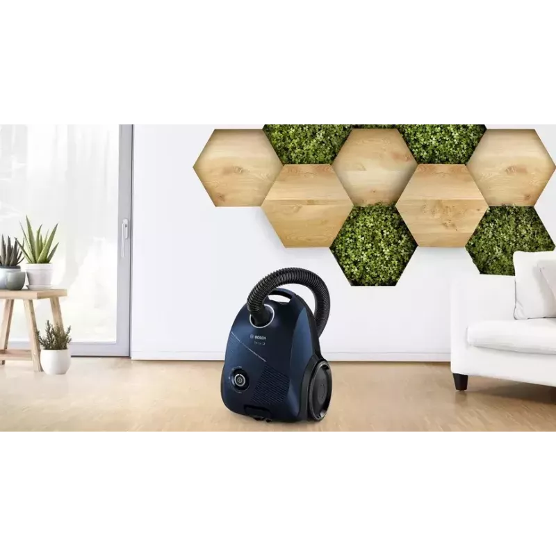 Silindervormiga tolmuimeja Bosch Serie 2 BGBS2BU1T — 850 W, 3,5 L tolmukott, 8 m tööraadius, sinine
