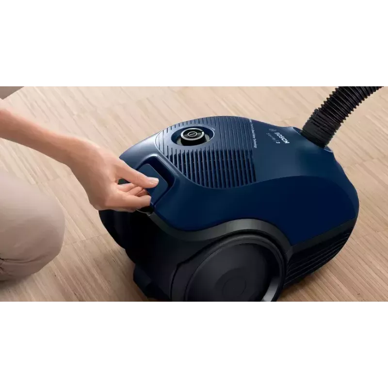 Silindervormiga tolmuimeja Bosch Serie 2 BGBS2BU1T — 850 W, 3,5 L tolmukott, 8 m tööraadius, sinine