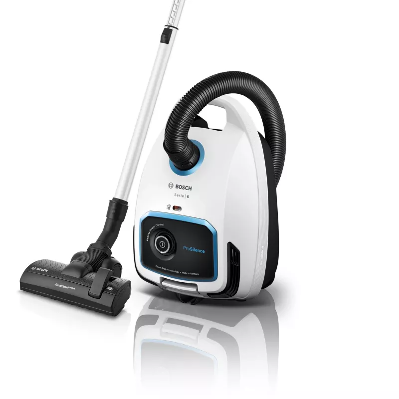 Kombineeriv tolmuimeja Bosch Serie 6 BGB6SIL1 — 700 W, 4 L tolmukott, HEPA 13, 12 m raadius, valge