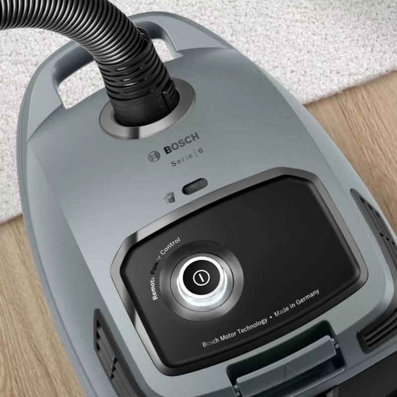 Silindertolmuimeja Bosch Serie 6 BGB6X330 — 600 W, HEPA 13, 4 L tolmukott, kõvadele põrandatele ja vaipadele, 6 kg, hall/must