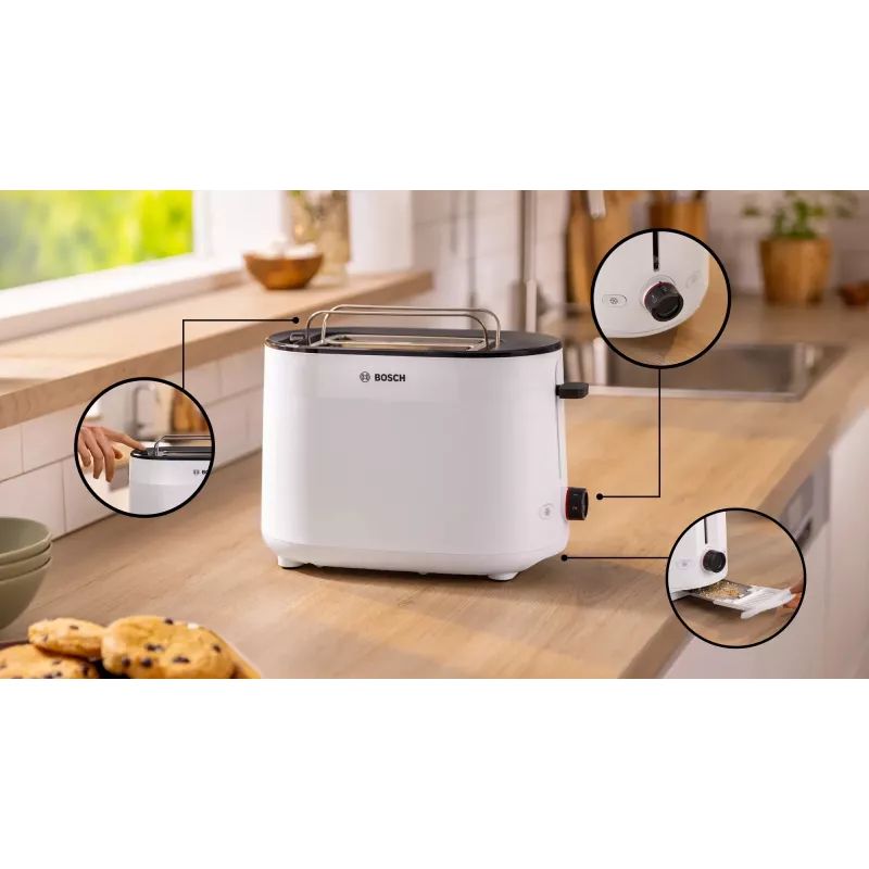 Bosch TAT2M121 röster 6 2 viilule 950 W valge