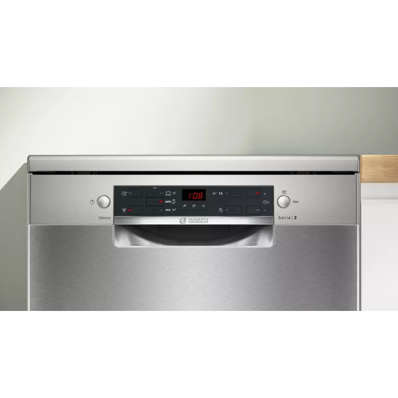 Nõudepesumasin Bosch Serie 2 SMS25GI09F — eraldiseisev, 12 komplekti, 60 cm, 46 dB, soojusvahetiga kuivatus