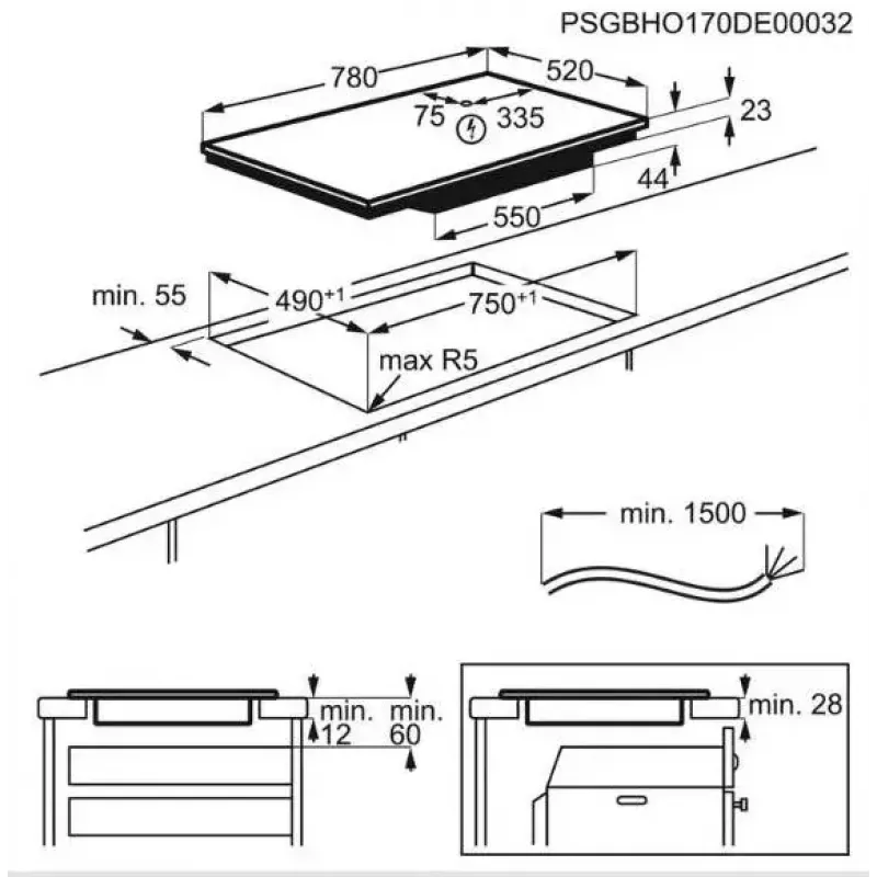 Electrolux EIV83443BW pliit Valge Sisseehitatav tsoon Induktsioonpliit 4 tsooni