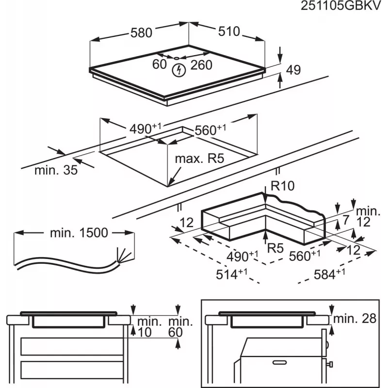 Electrolux Serie 700 EIS62453IZ Must sisseehitatav 60 cm tsooninduktsioonpliit 4 tsooni(s)