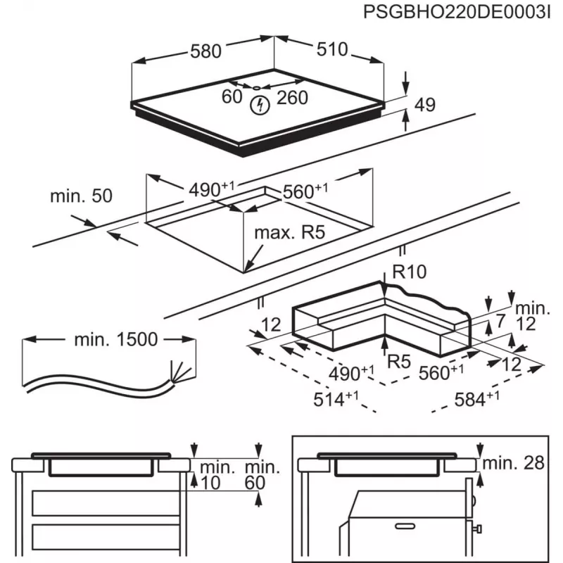 Electrolux Serie 700 EIS62453IZ Must sisseehitatav 60 cm tsooninduktsioonpliit 4 tsooni(s)