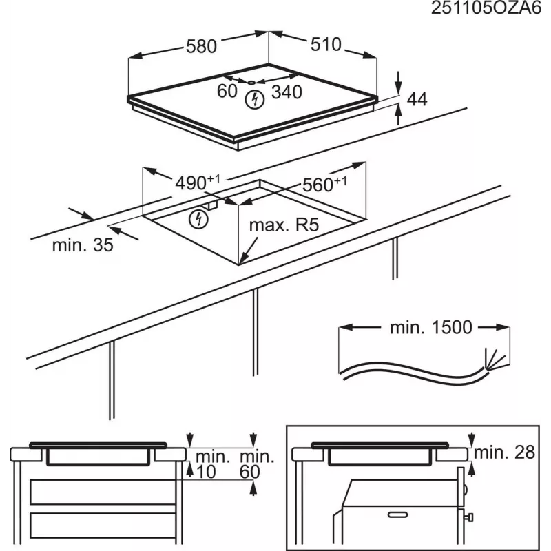 Electrolux Serie 700 EIS62453IZ Must sisseehitatav 60 cm tsooninduktsioonpliit 4 tsooni(s)