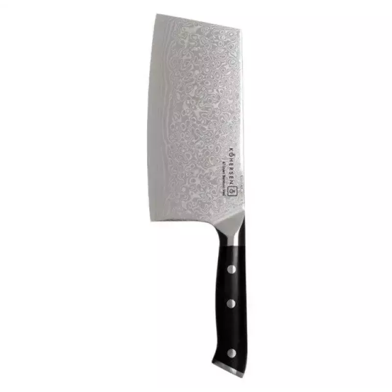 Cleaver KOHERSEN Elegance Ebony Wood Damascus steel cleaver 16.5 cm, 60 HRC, 13 cm käepide, 335 g
