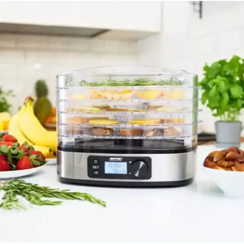 Toidukuivati MPM MSG-12 dehüdraator, 6 alus, 380 W, 35–75 °C, 0,5–36 h taimer, roostevabast terasest korpus