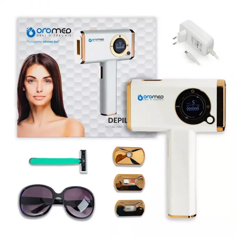 Epilaator ORO-MED ORO-IPL ICE – IPL-laseriga juuste ja keha epilaator, 48 W, 3 eemaldatavat otsakut, kaitseprillid