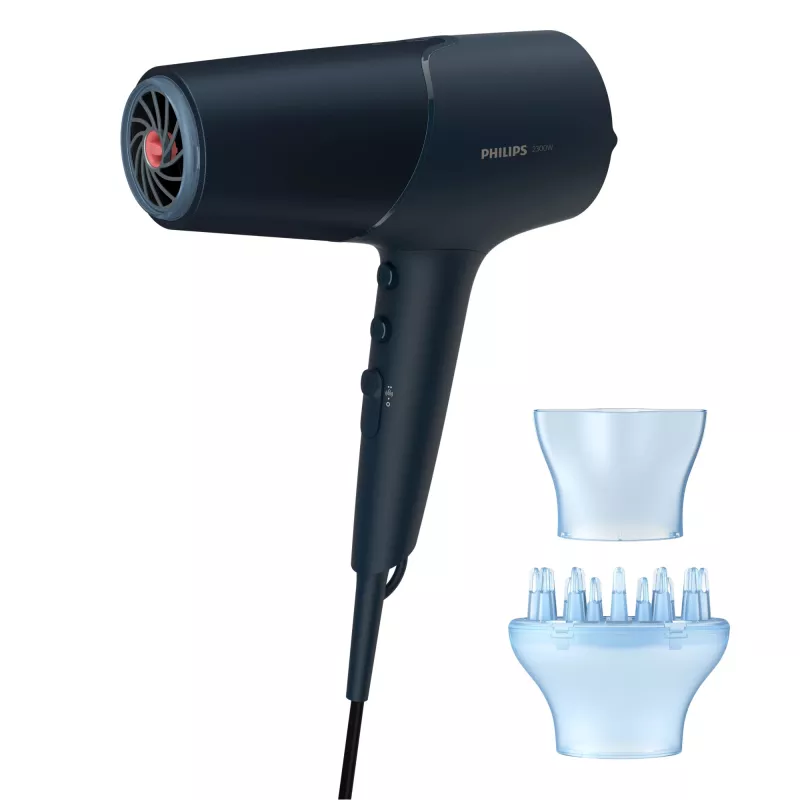 Föön Philips BHD512/00 2300 W, 6 soojus-/kiirusseadet, ioonfunktsioon, difuusor ja suunaja, tumesinine