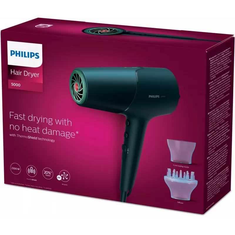 Föön Philips BHD512/00 2300 W, 6 soojus-/kiirusseadet, ioonfunktsioon, difuusor ja suunaja, tumesinine