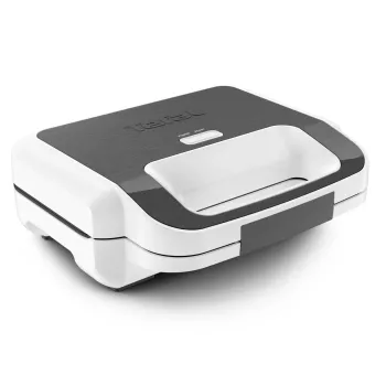 Võileivaküpsetaja Tefal SW7011 — 850 W, roostevaba teras ja valge, kompaktne 238×276×98 mm