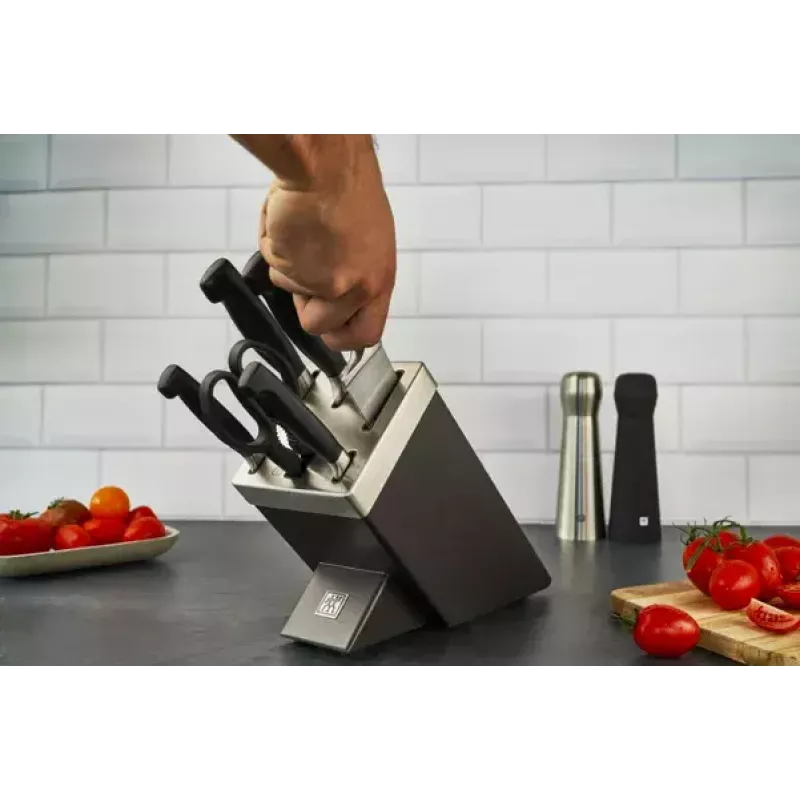 Nugade/söögiriistade komplekt ZWILLING 35148-507-0 — 7-osaline komplekt kokanugade, leivanoa, koorimisnoa, köögikääride ja halli plokiga